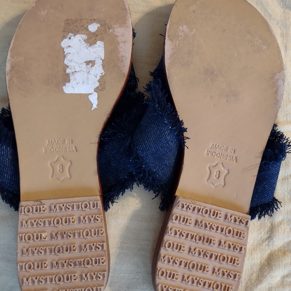 Mystique Denim Cross Slides Size 8 - image 3